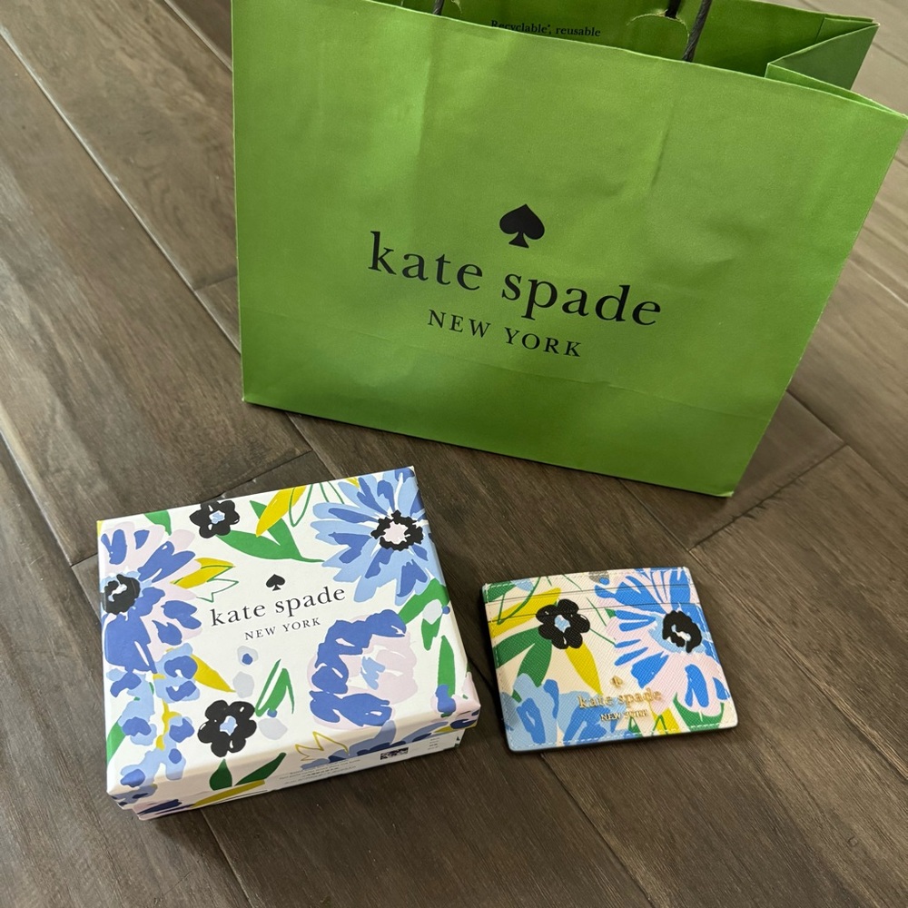 Kate Spade Blue and Green Floral Card Holder